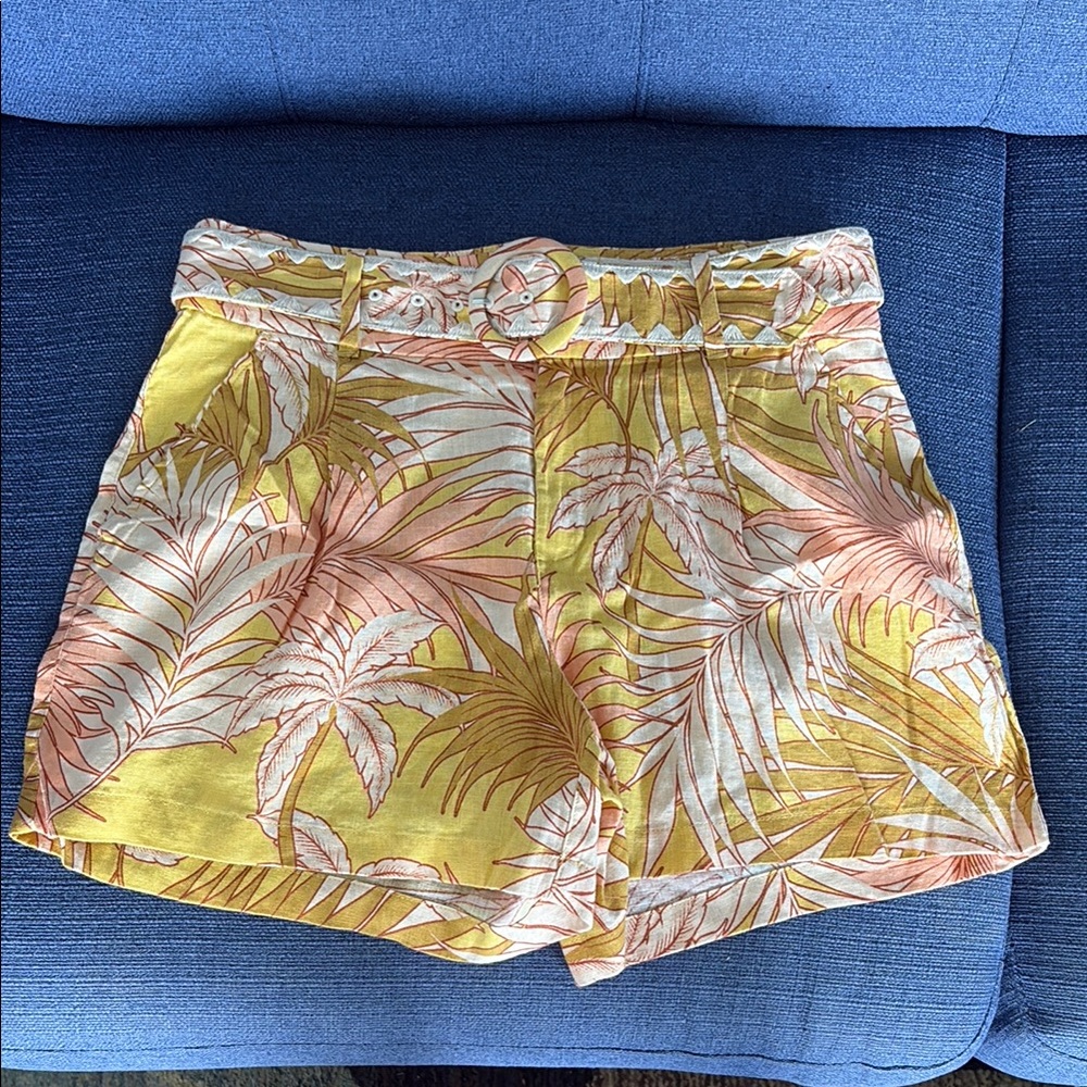Tahari High Waist Yellow and Pink Shorts